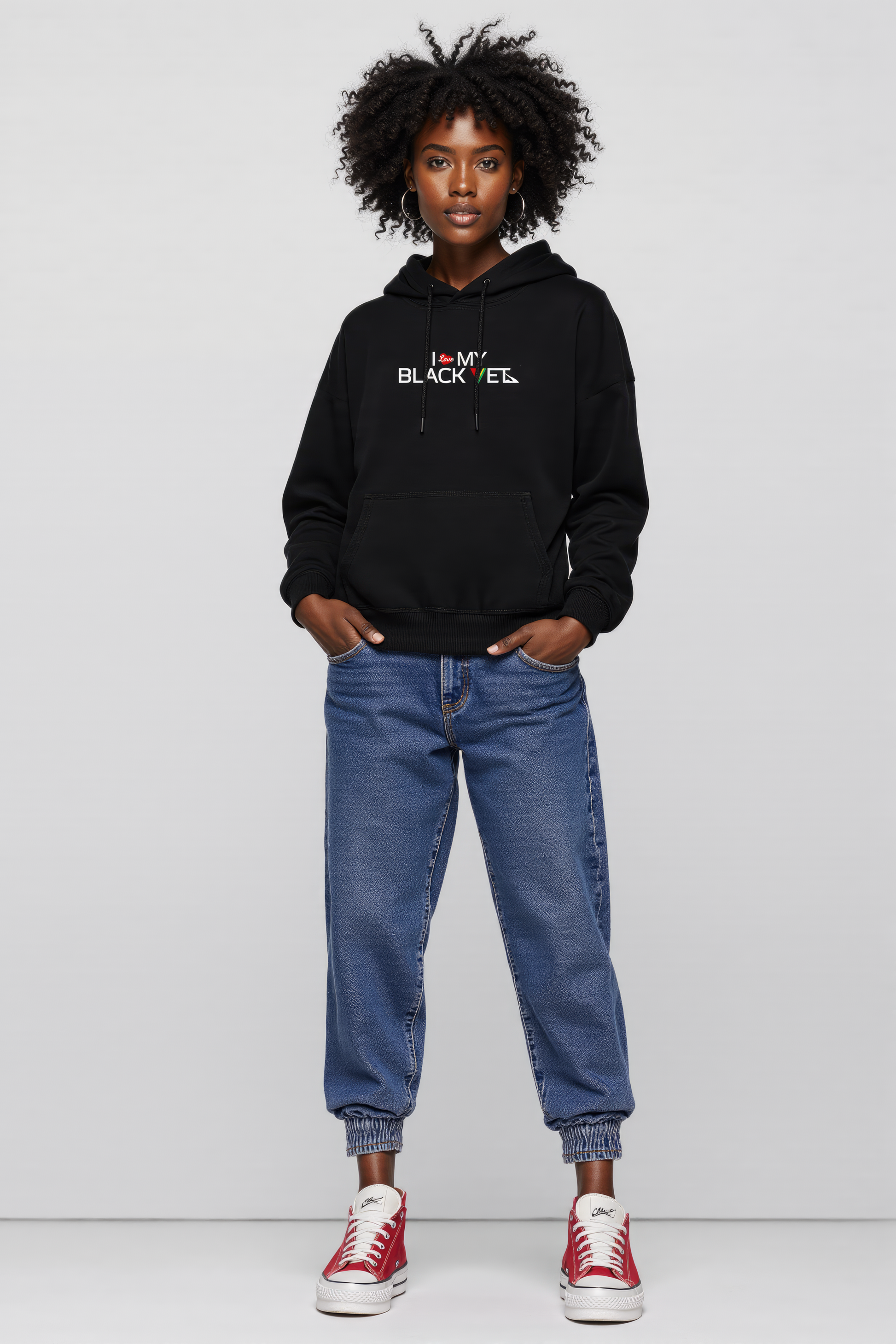 I Love My Black Vet Signature Hoodie – black pullover hoodie with The Black Vet logo on chest
