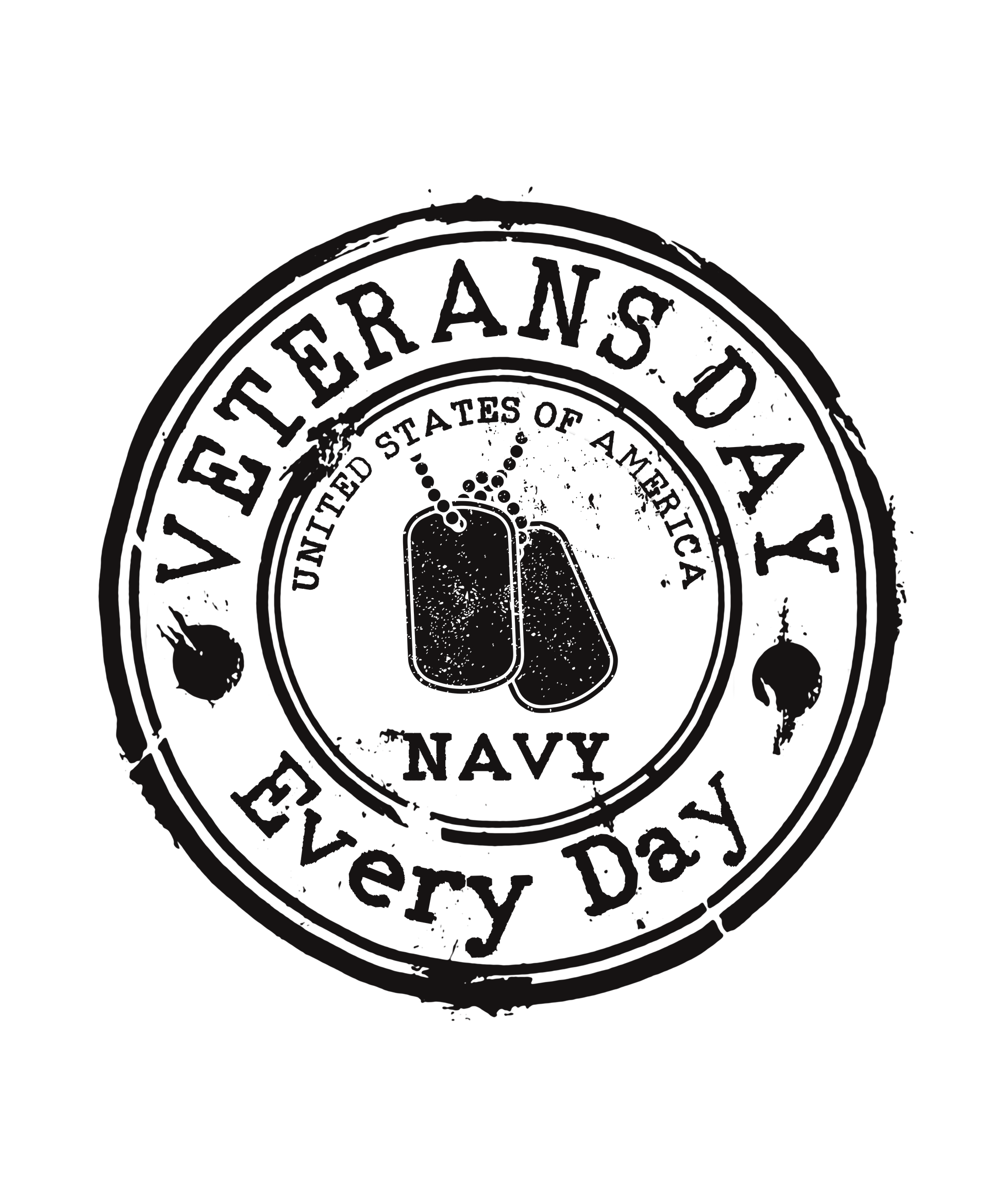Black 'Veterans Day Navy Every Day' text on a white background
