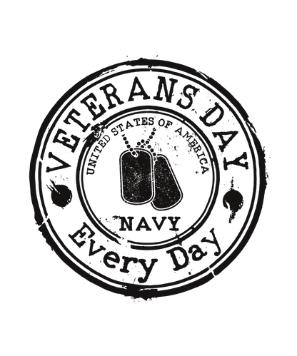 Black 'Veterans Day Navy Every Day' text on a white background